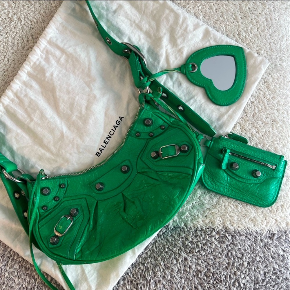 AUTHENTIC BALENCIAGA LE CAGOLE XS SHOULDER BAG IN GREEN - SOLD